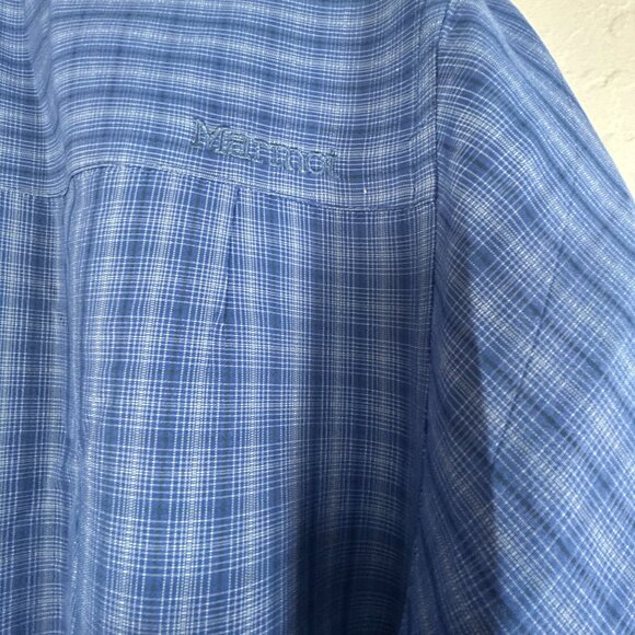 Marmot Mens Blue Short-Sleeve Plaid Button-Up Shirt XL Lightweight Casual Wear - Picture 3 of 8